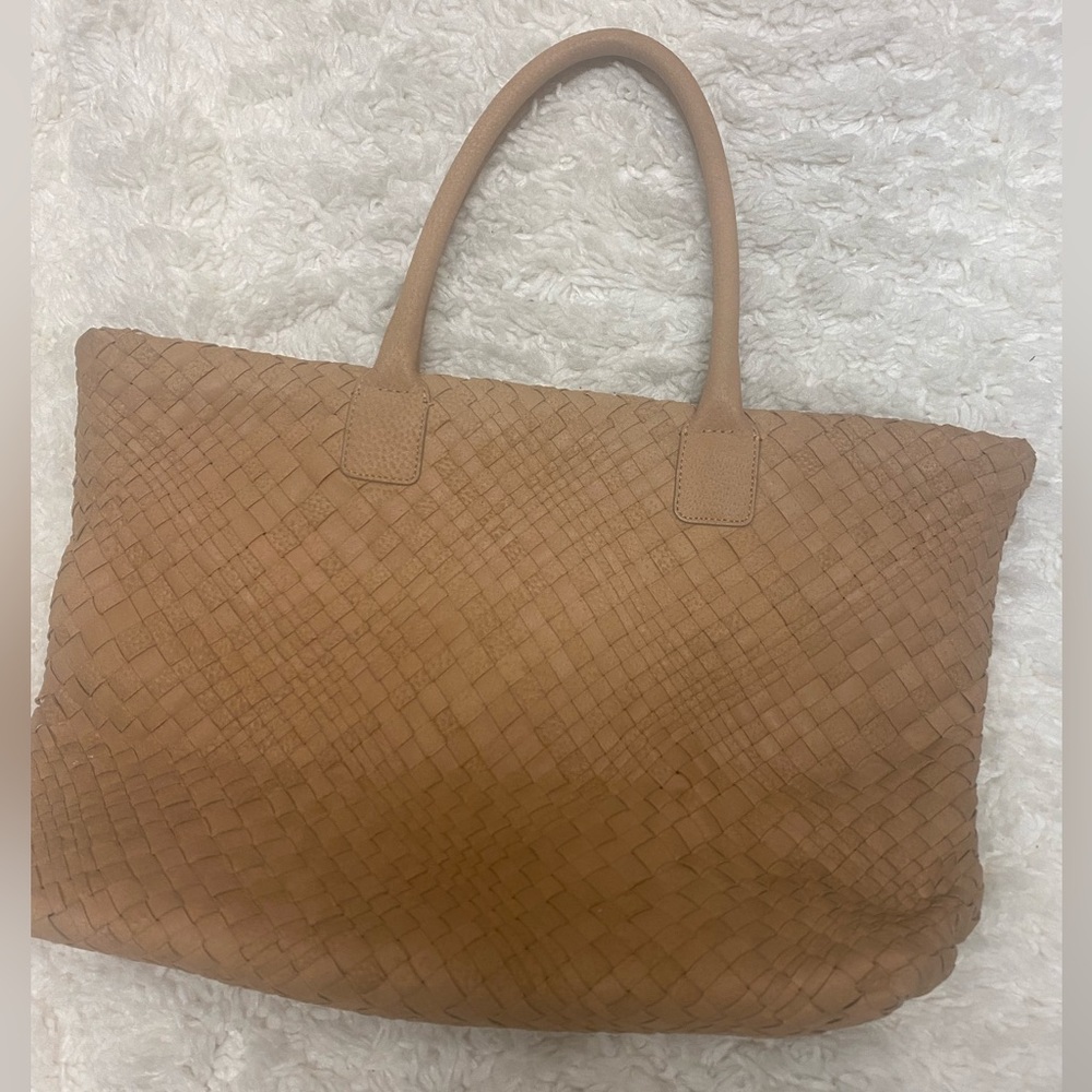 Camel colored Falor Italian leather tote